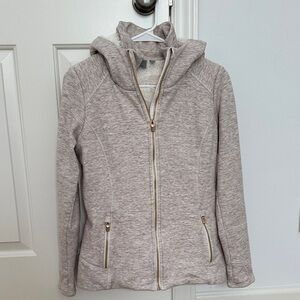 Athleta Oatmeal Heathered Luxe Stronger Fur Lined Hoodie S